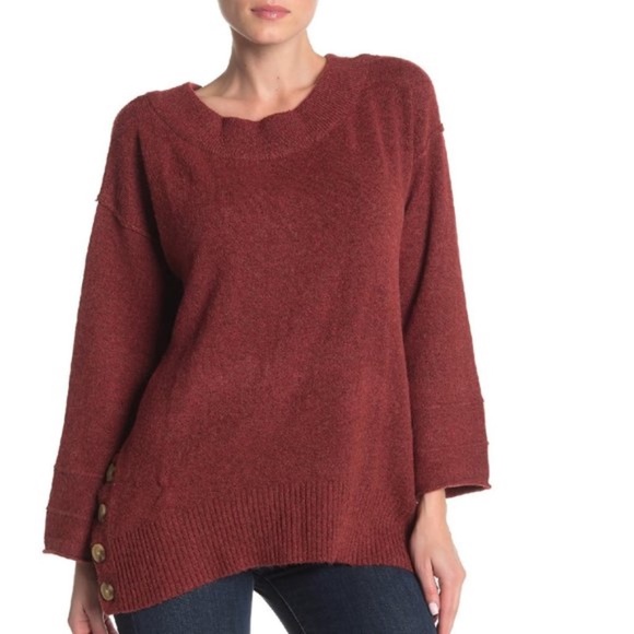 Democracy Side Button Boatneck Sweater - Picture 1 of 4